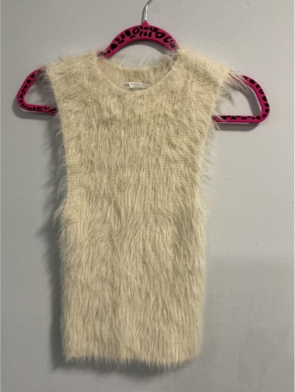 Zara Size Medium Cream Eyelash Sleeves Tank Sweater #288